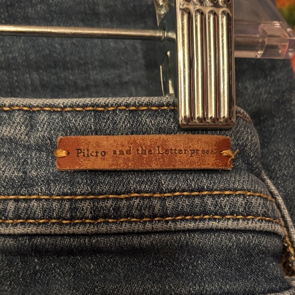 Pilcro & Letterpress Slim Boyfriend Jeans Size 27 Anthropologie Patchwork Knees - Picture 7 of 9